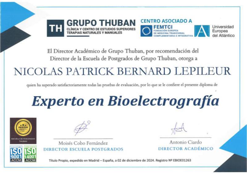Diplôme universitaire d'expert en bioelectrographie